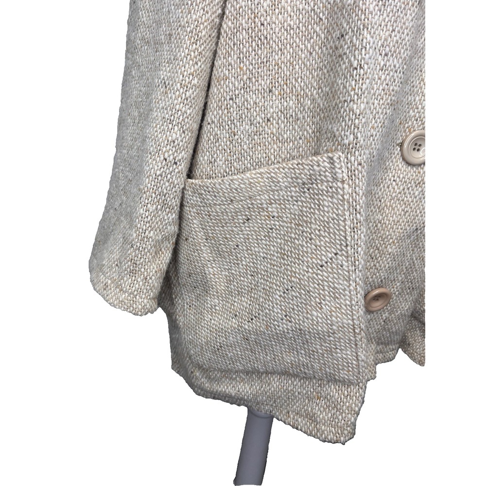 Boyne Valley Weavers Ireland Beige Tweed Jacket 2X Wool Blend Collarless Cottage - Picture 3 of 9